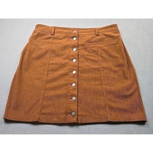 Bagatelle Collection Skirt Size L EUC Brown Corduroy Mini with Faux Pockets